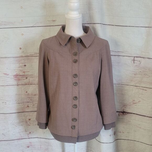 St. John Sport Button Front Ribbed Cuff Jacket Size Small - Picture 1 of 7